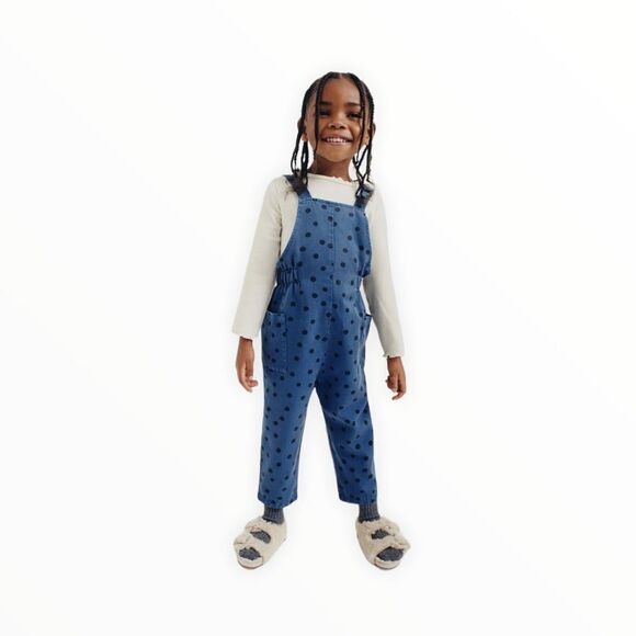 ZARA Kids | Blue | FLOWY POLKA DOT OVERALLS - Picture 5 of 8